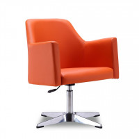 Manhattan Comfort AC030-OR Pelo Orange and Polished Chrome Faux Leather Adjustable Height Swivel Accent Chair